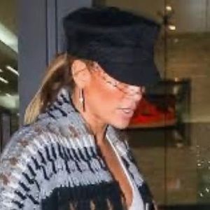 New faux leather hat cap newsboy with veil mesh arty OS